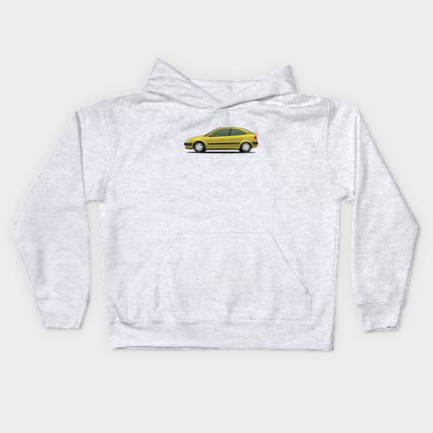 Citroen Xsara VTS Coupe side profile Kids Hoodie by RJW Autographics